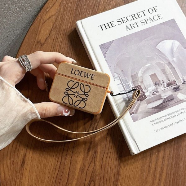 LOEWE ロエベブランド Airpods Pro3/4/3/Pro2ケース 保護 第3世代 airpods Pro3/4/pro2 ケース ハイブランド 落下防止airpods Pro3 4 pro2ケース シリコンairpods Pro3/pro2/4 3ケース ストラップ付き