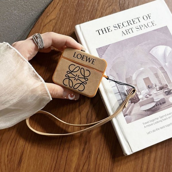 LOEWE ロエベブランド Airpods Pro3/4/3/Pro2ケース 保護 第3世代 airpods Pro3/4/pro2 ケース ハイブランド 落下防止airpods Pro3 4 pro2ケース シリコンairpods Pro3/pro2/4 3ケース ストラップ付き