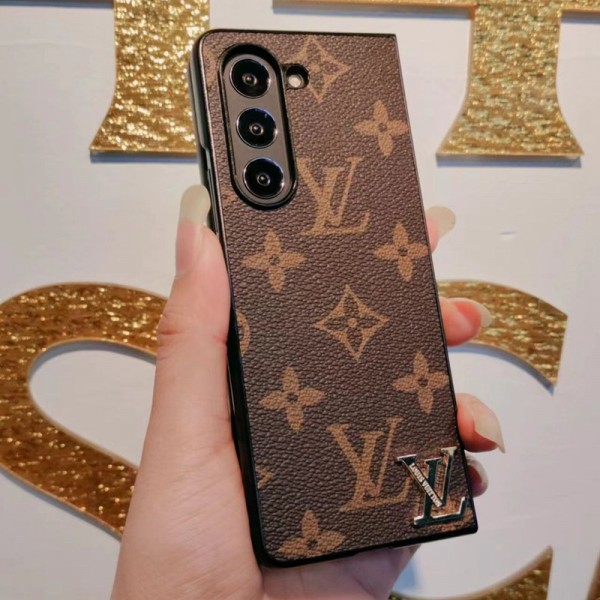 Lv ルイヴィトンかわいいGalaxy Z Fold 5 4ケース 耐衝撃レザースマホケース 携帯カバーSamsung Z Fold5 4 6スマホケース気質オシャレ Galaxy z fold5 4 6ブランドスマホケース 