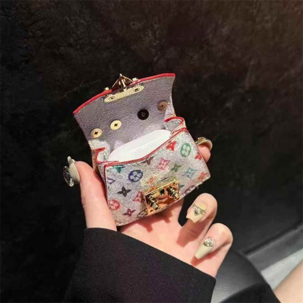 Lv ルイヴィトン エアーポッズ 第四世代ケース 便利 カラビナ付き軽量 lv エアーポッズ 4/プロ2/3カバー 紛失防止ブランド Airpods Pro2/3 4メンズ レディースairpods pro2/4 3ケース ストラップ付き