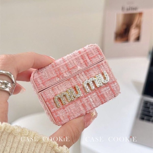 ミュウミュウ MiuMiu エアーポッズ 第四世代ケース 便利 カラビナ付き軽量 エアーポッズ プロ3/4/プロ2/3カバー 紛失防止airpods Pro3 4 pro2ケース シリコンairpods Pro3/pro2/4 3ケース ストラップ付き