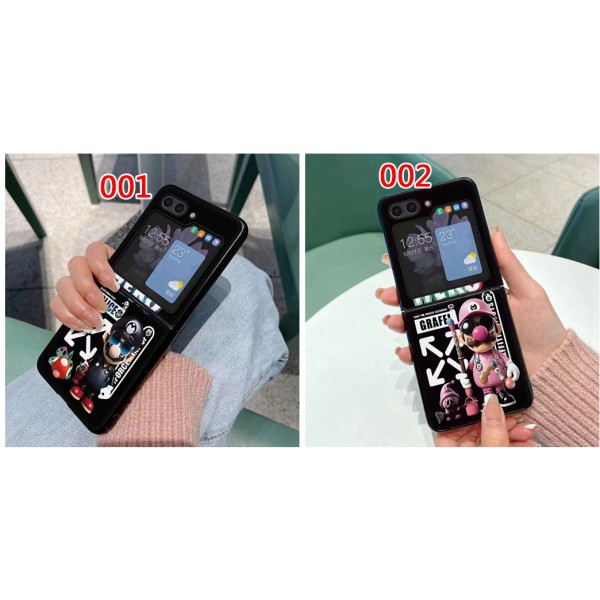 Off-White オフホワイトブランド Samsung Z Fold 5 4 flip 3 4スマホカバー 流行りかわいいGalaxy Z flip Fold 5 4ケース 耐衝撃レザーギャラクシー Z Fold5/Fold4ケース ビジネス 高品質 メンズSamsung Z Fold5 4スマホケース気質オシャレ
