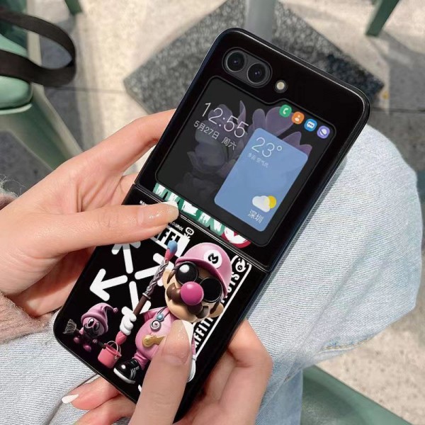 Off-White オフホワイトブランド Samsung Z Fold 5 4 flip 3 4スマホカバー 流行りかわいいGalaxy Z flip Fold 5 4ケース 耐衝撃レザーギャラクシー Z Fold5/Fold4ケース ビジネス 高品質 メンズSamsung Z Fold5 4スマホケース気質オシャレ
