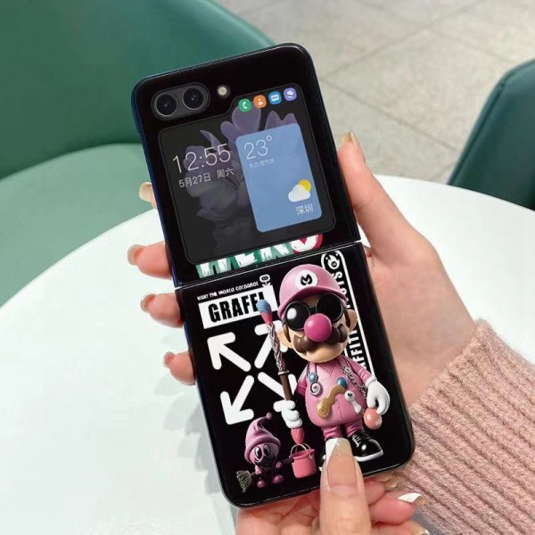 Off-White オフホワイトブランド Samsung Z Fold 5 4 flip 3 4スマホカバー 流行りかわいいGalaxy Z flip Fold 5 4ケース 耐衝撃レザーギャラクシー Z Fold5/Fold4ケース ビジネス 高品質 メンズSamsung Z Fold5 4スマホケース気質オシャレ
