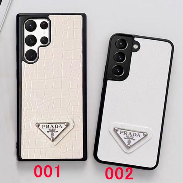 Prada/プラダ Galaxy s23 ultra plusスマホケース 華奢鰐紋 ブランド Samsung s22 s21 plus ultraカバー 落下保護 オシャレ ギャラクシーnote 20/note20 ultraケース 純正レザー エナメルメタルのトライアングルロゴ 男女 ビジネス