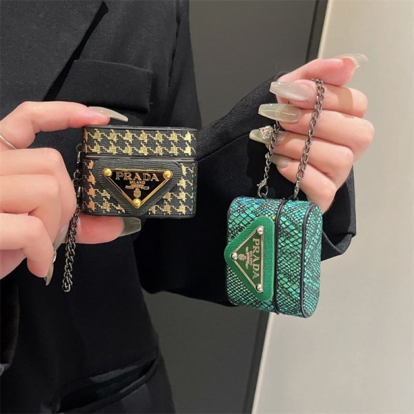 Prada プラダ ブランド Airpods 4/3/Pro2ケース 保護 エアーポッズ 第四世代ケース 便利 カラビナ付き 第3世代 airpods 4/pro2 ケース ハイブランド 落下防止airpods pro2/4 3ケース ストラップ付き
