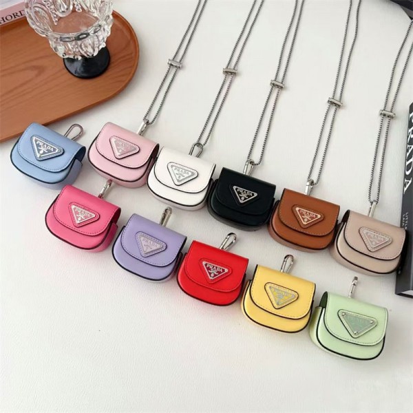 Prada プラダブランド Airpods 4/3/Pro2ケース 保護 エアーポッズ 第四世代ケース 便利 カラビナ付きairpods 4 pro2ケース シリコンairpods pro2/4 3ケース ストラップ付き