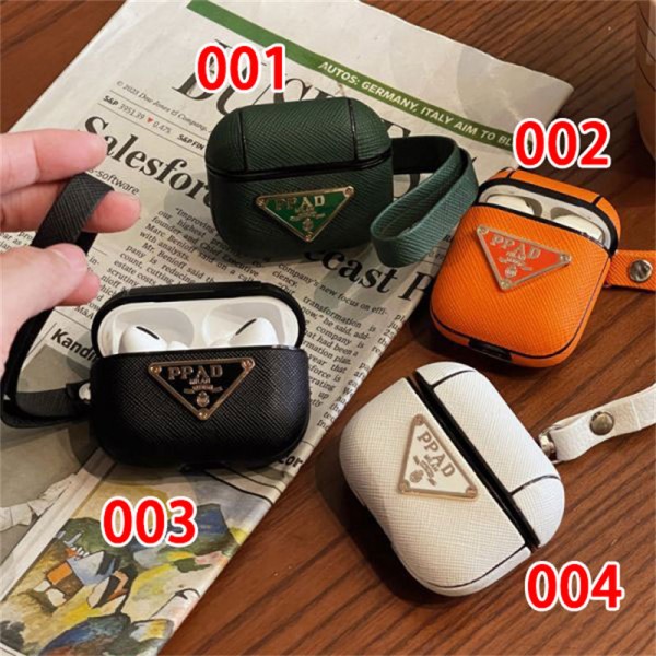 Prada プラダブランド Airpods 4/3/Pro2ケース 保護 第3世代 airpods 4/pro2 ケース ハイブランド 落下防止airpods 4 pro2ケース シリコンairpods pro2/4 3ケース ストラップ付き