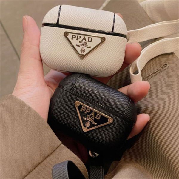 Prada プラダブランド Airpods 4/3/Pro2ケース 保護 第3世代 airpods 4/pro2 ケース ハイブランド 落下防止airpods 4 pro2ケース シリコンairpods pro2/4 3ケース ストラップ付き