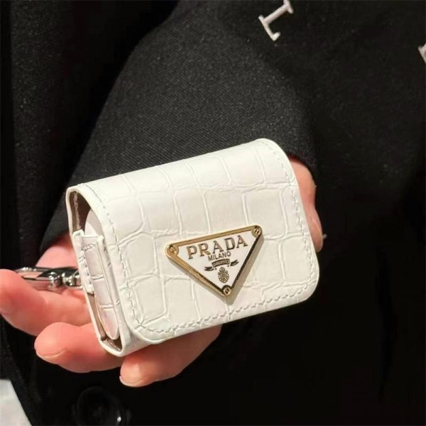 Prada プラダブランド Airpods 4/3/Pro2ケース 保護 エアーポッズ 第四世代ケース 便利 カラビナ付き軽量 エアーポッズ 4/プロ2/3カバー 紛失防止airpods pro2/4 3ケース ストラップ付き
