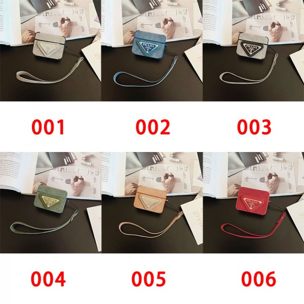 Prada プラダブランド Airpods Pro3/4/3/Pro2ケース 保護 第3世代 airpods Pro3/4/pro2 ケース ハイブランド 落下防止軽量 エアーポッズ プロ3/4/プロ2/3カバー 紛失防止airpods Pro3/pro2/4 3ケース ストラップ付き