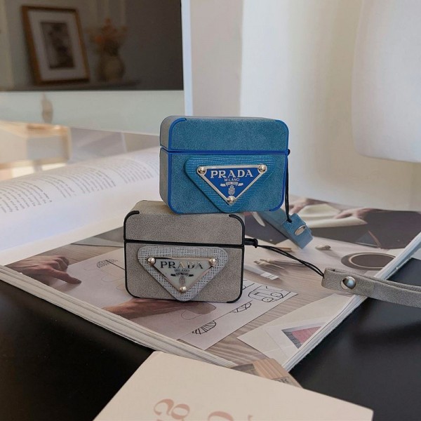 Prada プラダブランド Airpods Pro3/4/3/Pro2ケース 保護 第3世代 airpods Pro3/4/pro2 ケース ハイブランド 落下防止軽量 エアーポッズ プロ3/4/プロ2/3カバー 紛失防止airpods Pro3/pro2/4 3ケース ストラップ付き