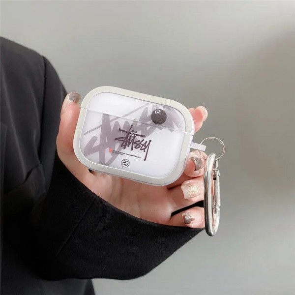 Stussy ステューシー軽量 エアーポッズ プロ3/4/プロ2/3カバー 紛失防止ブランド Airpods Pro3/Pro2/3 4メンズ レディースカバーairpods Pro3 4 pro2ケース シリコンairpods Pro3/pro2/4 3ケース ストラップ付き