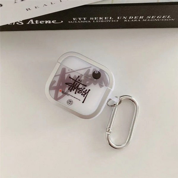 Stussy ステューシー軽量 エアーポッズ プロ3/4/プロ2/3カバー 紛失防止ブランド Airpods Pro3/Pro2/3 4メンズ レディースカバーairpods Pro3 4 pro2ケース シリコンairpods Pro3/pro2/4 3ケース ストラップ付き