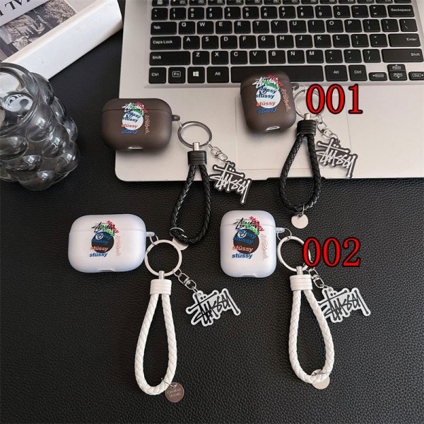 Stussy ステューシーブランド Airpods Pro3/4/3/Pro2ケース 保護軽量 エアーポッズ プロ3/4/プロ2/3カバー 紛失防止ブランド Airpods Pro3/Pro2/3 4メンズ レディースairpods Pro3 4 pro2ケース シリコン