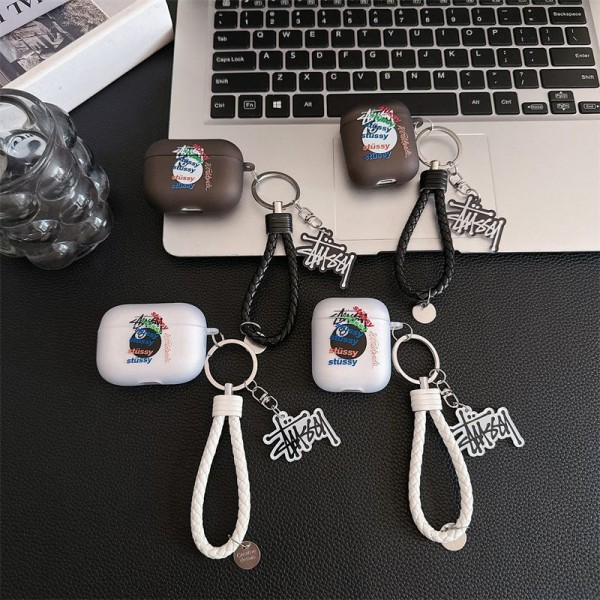 Stussy ステューシーブランド Airpods Pro3/4/3/Pro2ケース 保護軽量 エアーポッズ プロ3/4/プロ2/3カバー 紛失防止ブランド Airpods Pro3/Pro2/3 4メンズ レディースairpods Pro3 4 pro2ケース シリコン