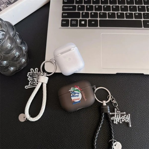 Stussy ステューシーブランド Airpods Pro3/4/3/Pro2ケース 保護軽量 エアーポッズ プロ3/4/プロ2/3カバー 紛失防止ブランド Airpods Pro3/Pro2/3 4メンズ レディースairpods Pro3 4 pro2ケース シリコン