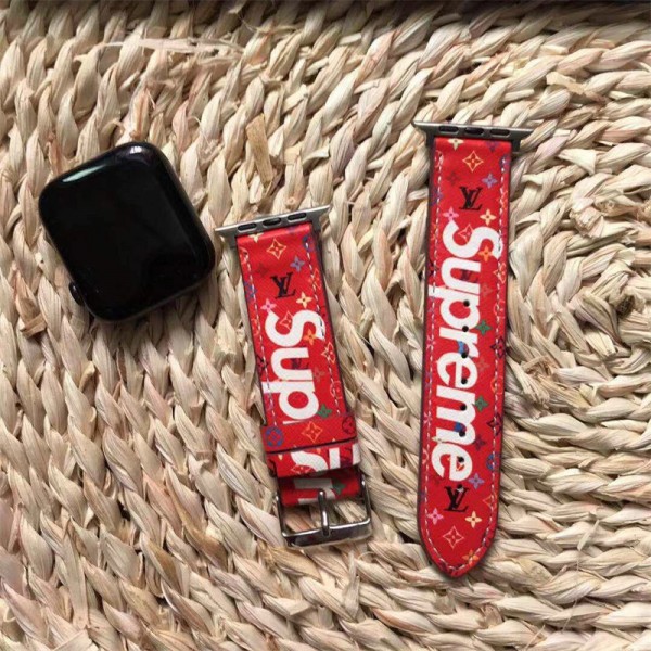 シュプリームモノグラム アップルウォッチSE2バンド レザー製芸能人愛用 chanel アップルウォッチUltra2，Apple Watch 9 10ベルト 腕時計 エルメス ストラップ apple watch ultraバンド メンズ レディースアップルウォッチ7バンド 調節可能