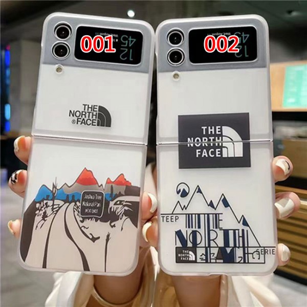 THE NORTH FACE ザノースフェイス ブランド Samsung Z flip6 5 4 3スマホカバー 流行りかわいいSamsung Z flip 5 4ケース 耐衝撃レザースマホケース気質オシャレGalaxy Z Flip5/4ケース 高級感 シンプル 逸品