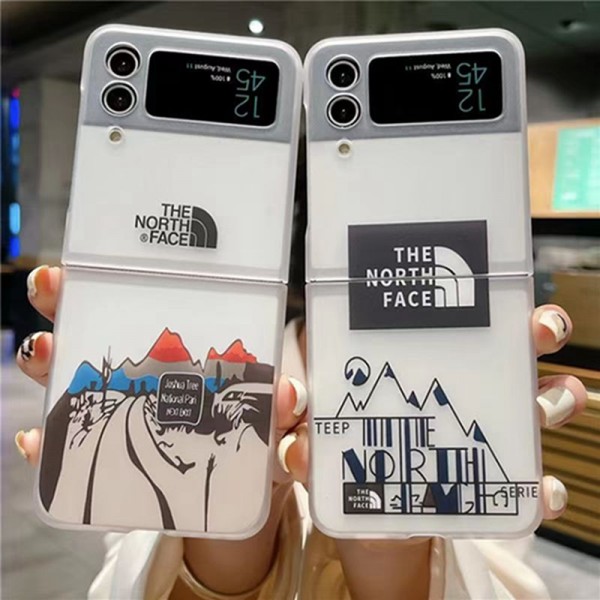 THE NORTH FACE ザノースフェイス ブランド Samsung Z flip6 5 4 3スマホカバー 流行りかわいいSamsung Z flip 5 4ケース 耐衝撃レザースマホケース気質オシャレGalaxy Z Flip5/4ケース 高級感 シンプル 逸品