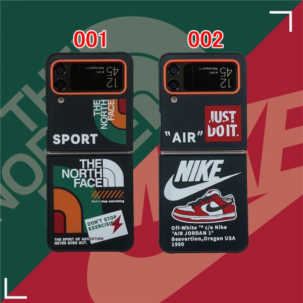 Nike ナイキかわいい ザ・ノース・フェイス THE NORTH FACE Off-White オフホワイト かわいいGalaxy Z flip 6 5 4ケース 耐衝撃レザー ブランドスマホケース ブランドギャラクシー Z Flip5 4カバー 落下保護高級感 シンプル 逸品