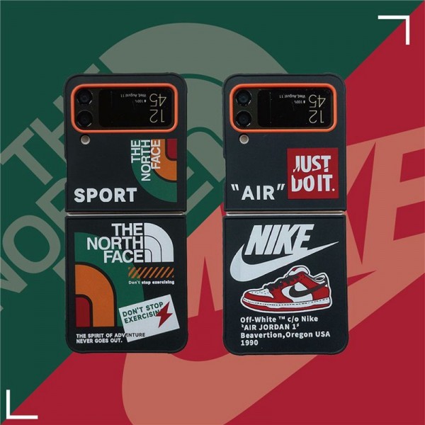 Nike ナイキかわいい ザ・ノース・フェイス THE NORTH FACE Off-White オフホワイト かわいいGalaxy Z flip 6 5 4ケース 耐衝撃レザー ブランドスマホケース ブランドギャラクシー Z Flip5 4カバー 落下保護高級感 シンプル 逸品