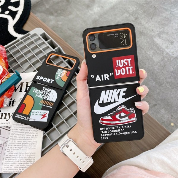 Nike ナイキかわいい ザ・ノース・フェイス THE NORTH FACE Off-White オフホワイト かわいいGalaxy Z flip 5 4ケース 耐衝撃レザー ブランドスマホケース ブランドギャラクシー Z Flip5 4カバー 落下保護高級感 シンプル 逸品