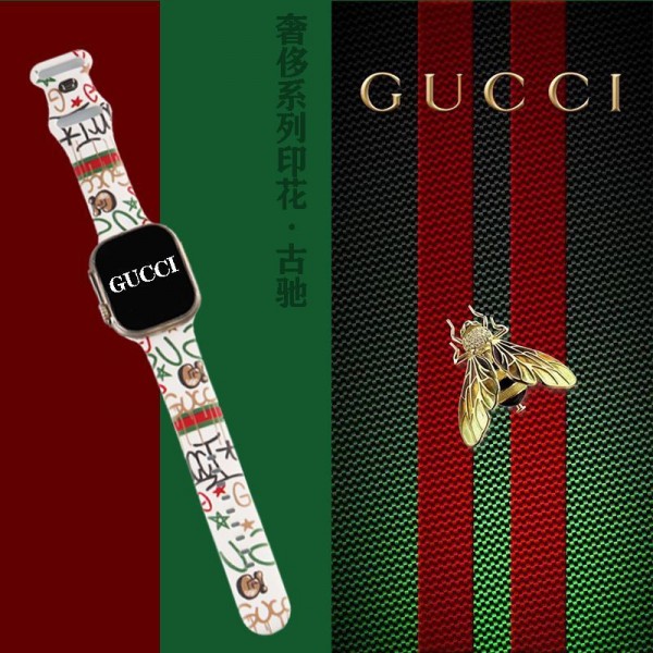 Gucci グッチモノグラム アップルウォッチSE2バンド レザー製芸能人愛用 アップルウォッチUltra2，Apple Watch 9 10 ベルト 腕時計 ストラップアップルウォッチ7バンド 調節可能Apple Watch 7ベルト シリコン