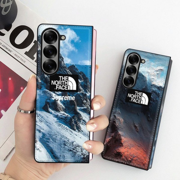THE NORTH FACE ブランド ギャラクシー Z Fold 6 5 4 スマホカバー 流行りかわいい ザノースフェイス Galaxy Z Fold 5 4ケース 耐衝撃レザー 携帯カバーSamsung Z Fold5 4 6スマホケース気質オシャレ