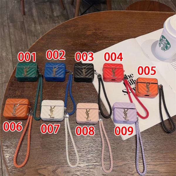 Ysl イブサンローラン軽量 エアーポッズ 4/プロ2/3カバー 紛失防止ブランド Airpods Pro2/3 4メンズ レディースairpods 4 pro2ケース シリコンairpods pro2/4 3ケース ストラップ付き