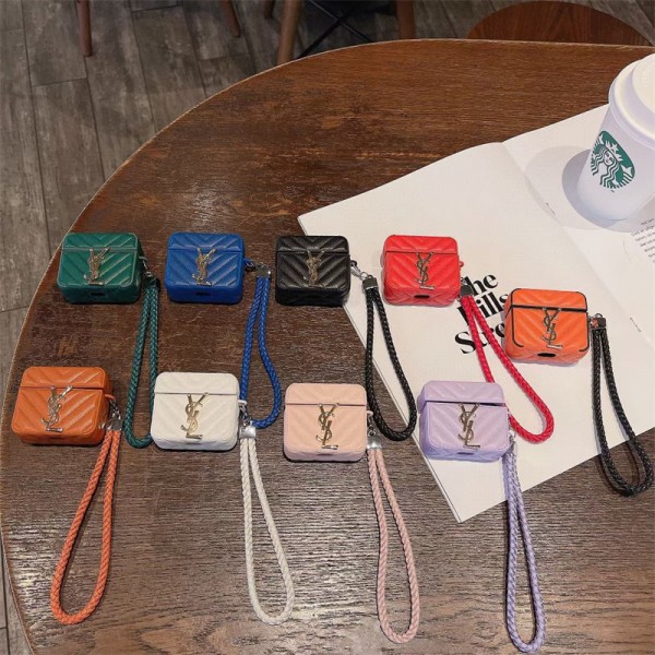Ysl イブサンローラン軽量 エアーポッズ 4/プロ2/3カバー 紛失防止ブランド Airpods Pro2/3 4メンズ レディースairpods 4 pro2ケース シリコンairpods pro2/4 3ケース ストラップ付き
