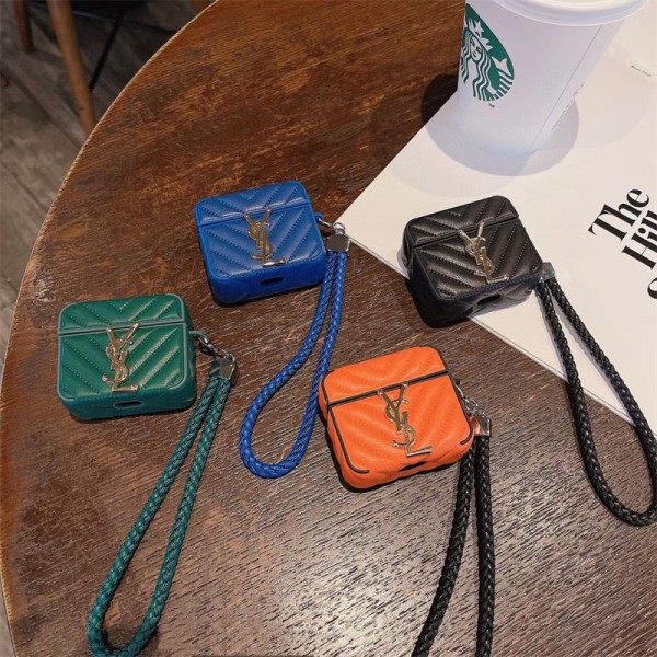 Ysl イブサンローラン軽量 エアーポッズ 4/プロ2/3カバー 紛失防止ブランド Airpods Pro2/3 4メンズ レディースairpods 4 pro2ケース シリコンairpods pro2/4 3ケース ストラップ付き