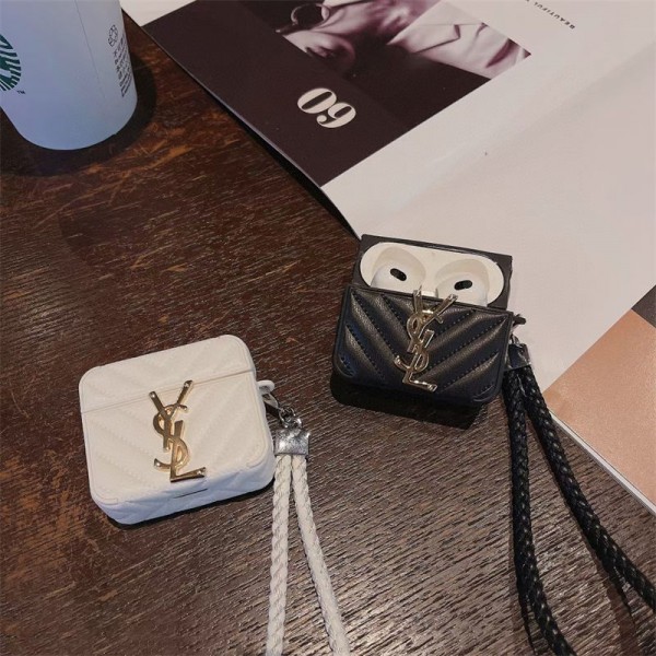 Ysl イブサンローラン軽量 エアーポッズ 4/プロ2/3カバー 紛失防止ブランド Airpods Pro2/3 4メンズ レディースairpods 4 pro2ケース シリコンairpods pro2/4 3ケース ストラップ付き