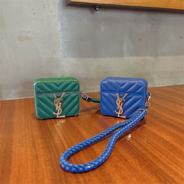 Ysl イブサンローラン軽量 エアーポッズ 4/プロ2/3カバー 紛失防止ブランド Airpods Pro2/3 4メンズ レディースairpods 4 pro2ケース シリコンairpods pro2/4 3ケース ストラップ付き