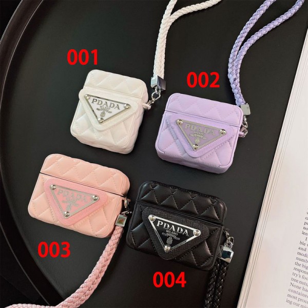 Prada プラダブランド Airpods 4/3/Pro2ケース 保護 エアーポッズ 第四世代ケース 便利 カラビナ付き 第3世代 airpods 4/pro2 ケース ハイブランド 落下防止airpods 4 pro2ケース シリコン