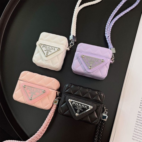 Prada プラダブランド Airpods 4/3/Pro2ケース 保護 エアーポッズ 第四世代ケース 便利 カラビナ付き 第3世代 airpods 4/pro2 ケース ハイブランド 落下防止airpods 4 pro2ケース シリコン