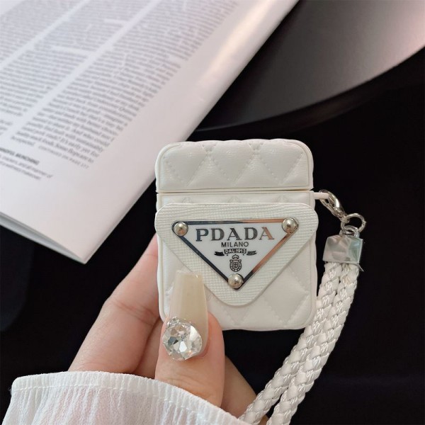 Prada プラダブランド Airpods 4/3/Pro2ケース 保護 エアーポッズ 第四世代ケース 便利 カラビナ付き 第3世代 airpods 4/pro2 ケース ハイブランド 落下防止airpods 4 pro2ケース シリコン
