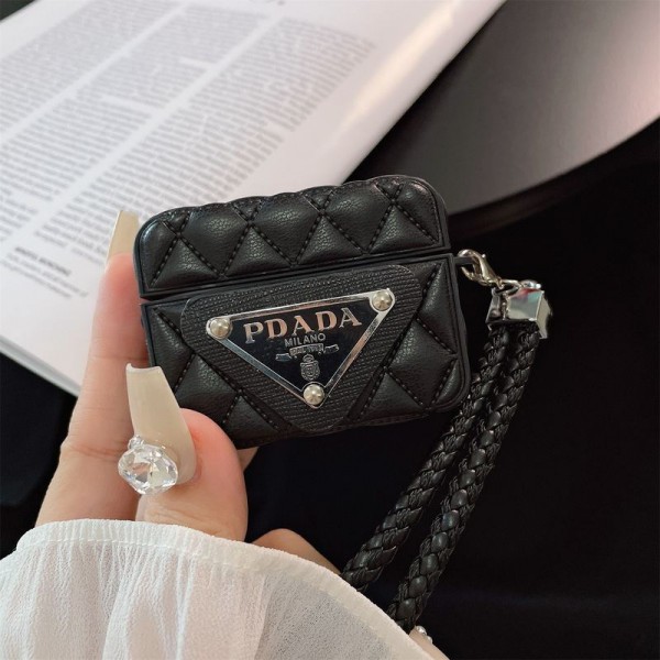 Prada プラダブランド Airpods 4/3/Pro2ケース 保護 エアーポッズ 第四世代ケース 便利 カラビナ付き 第3世代 airpods 4/pro2 ケース ハイブランド 落下防止airpods 4 pro2ケース シリコン