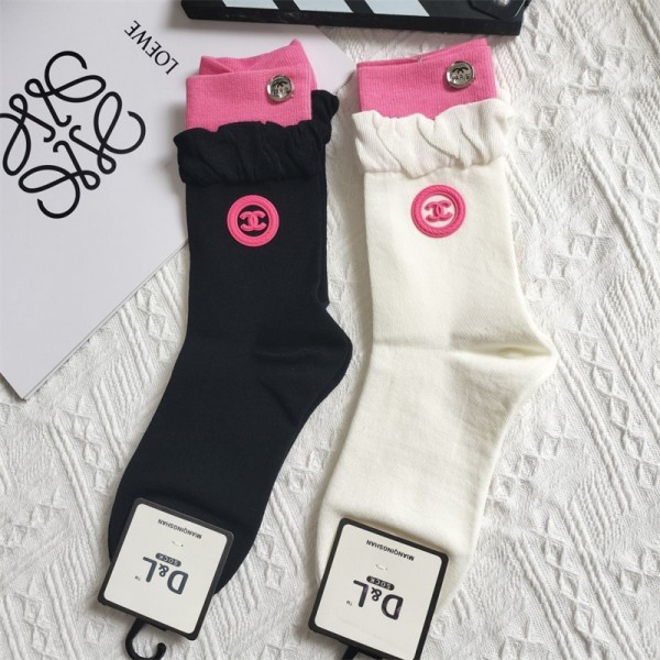 シャネル 靴下 CHANEL ２点セットふわふわ 刺繍 ソフト  通気性よい かわいい レディース