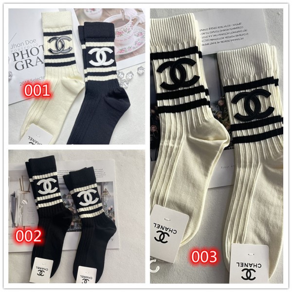 シャネル Chanel ソックス 2点セット レディースメンズ 靴下 ストッキング 汗吸汗がよい やわらか