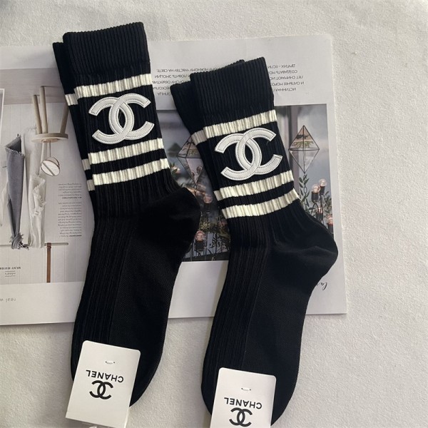 シャネル Chanel ソックス 2点セット レディースメンズ 靴下 ストッキング 汗吸汗がよい やわらか