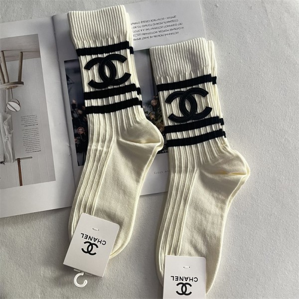 シャネル Chanel ソックス 2点セット レディースメンズ 靴下 ストッキング 汗吸汗がよい やわらか