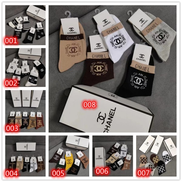 Chanel シャネルハイブランド ソックス 綿製ブランドミドルソックス 高品質上質な コットン ソックス くつしたブランドソックス 男女兼用 ファッション