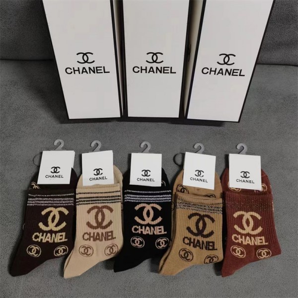 Chanel シャネルハイブランド ソックス 綿製ブランドミドルソックス 高品質上質な コットン ソックス くつしたブランドソックス 男女兼用 ファッション