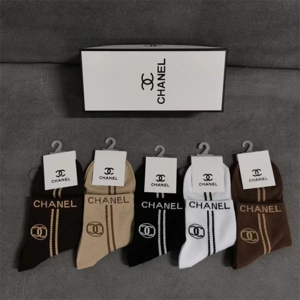 Chanel シャネルハイブランド ソックス 綿製ブランドミドルソックス 高品質上質な コットン ソックス くつしたブランドソックス 男女兼用 ファッション