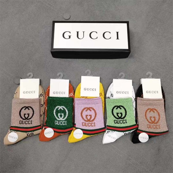 Gucci グッチソックス ブランド スポーツ コピーブランド激安靴下メンズレディーススーパーコピー韓国 冷えとりくつした  保温 ルームソックス ブランド通販 5足セット