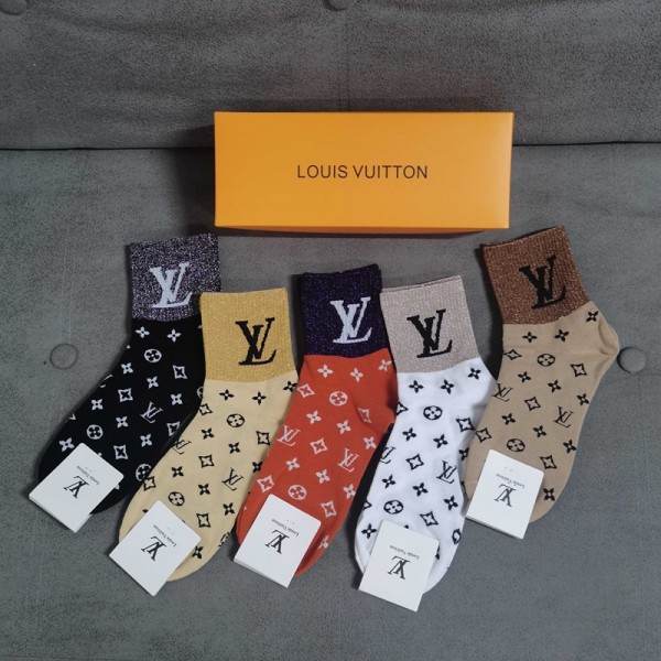 Lv ルイヴィトンブランド靴下 偽物パロディ靴下 韓国 安い厚手ソックス 冬秋 保温 ルームソックス ブランド通販