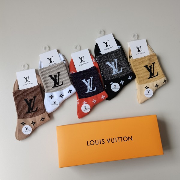 Lv ルイヴィトンブランド靴下 偽物パロディ靴下 韓国 安い厚手ソックス 冬秋 保温 ルームソックス ブランド通販
