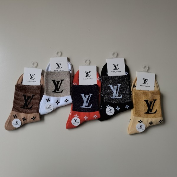 Lv ルイヴィトンブランド靴下 偽物パロディ靴下 韓国 安い厚手ソックス 冬秋 保温 ルームソックス ブランド通販