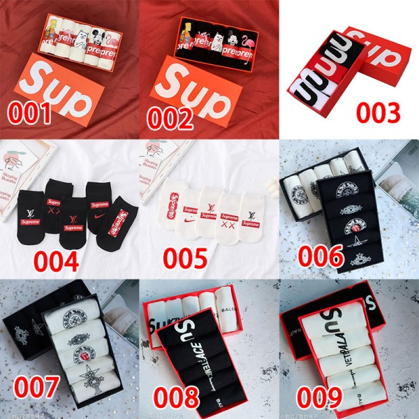 Supreme シュプリーム ソックス 韓国ブランド コピー 靴下ハイブランド 涼しい 5足セット ムレない おしゃれ 綿 春夏秋 靴下夏 綿 薄手 通気性 おしゃれ スポーツ くつしたランニング ゴルフ靴下 吸汗速乾 蒸れない スニーカーソックス